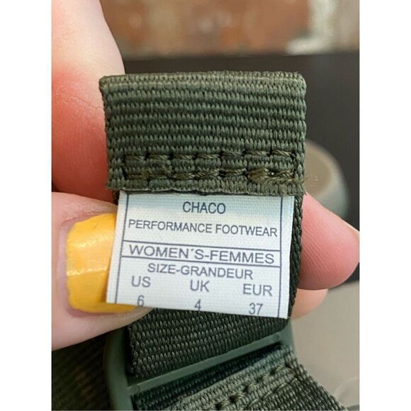 CHACO Army Green Outdoors Adjustable Strappy Sandal Slide Ladies Size 6 - Picture 5 of 11